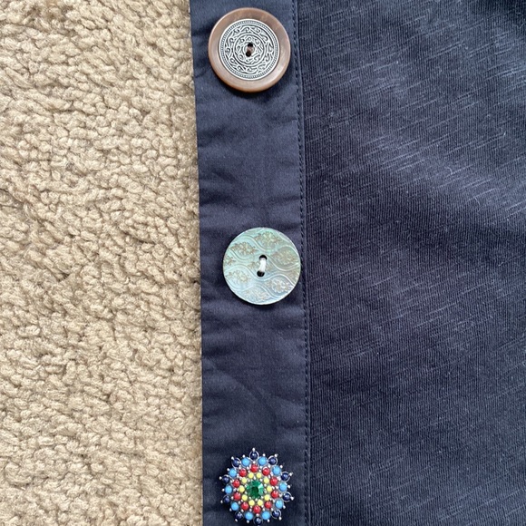 Soft Surroundings Black 100% Cotton Cardigan Beautiful Unique Button Front - Picture 6 of 6